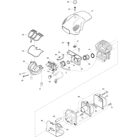 Air Filter and Cover Assembly For Makita EA3501S35B Chainsaw