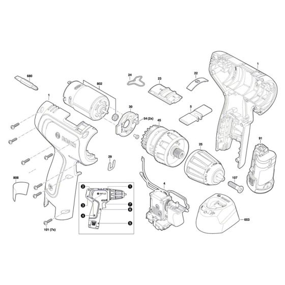 Cordless Drill Assembly for Bosch EasyDrill 1200