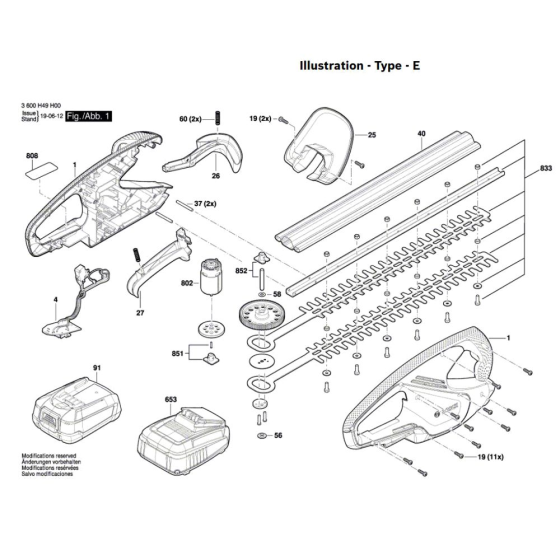 Bosch EasyHedgeCut 18-45 Parts