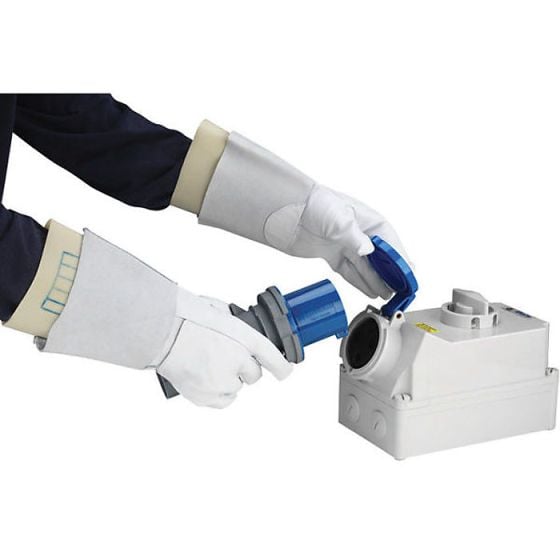 Electrician Gauntlet Glove Cover Provides Mechanical Protection White 9