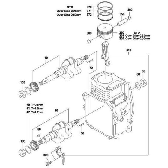 Crankshaft Piston Assembly for Robin / Subaru EH09 Engines