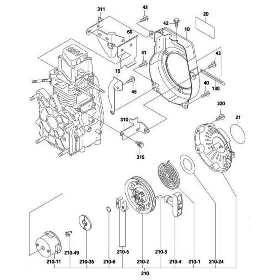 Cooling Starting Assembly for Robin / Subaru EH09 Engines