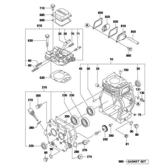 Crankcase Assembly for Robin / Subaru EH12 Engines