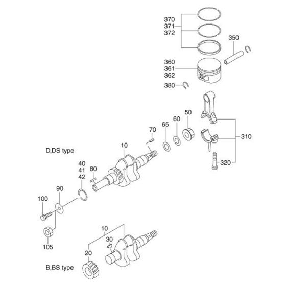 Crankshaft Piston Assembly for Robin / Subaru EH12 Engines