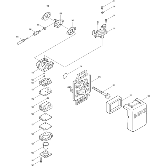 Throttle and Air Filter Assembly for Makita EH561 Hedge Trimmers