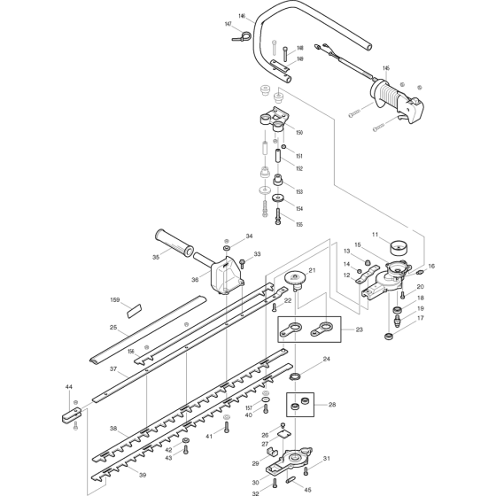 Cutter and Handle Assembly for Makita EH760 Hedge Trimmers