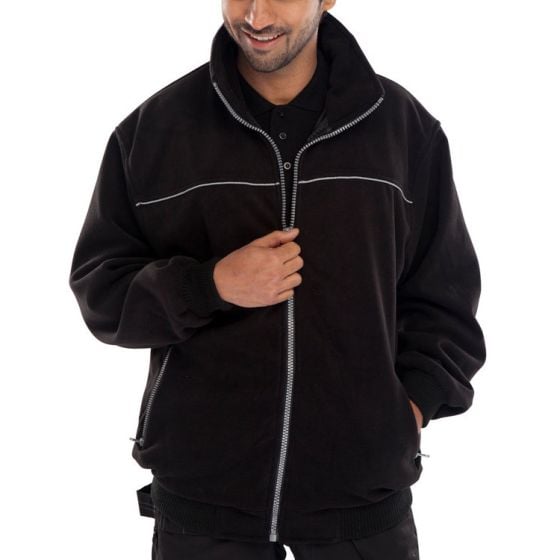 Endeavour Fleece Jacket Full Front Zip Knitted Waistband/Cuffs Black XXXL