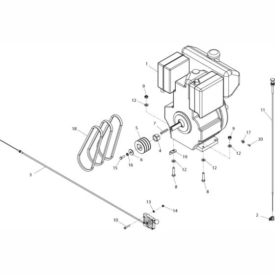 Engine Assembly for Altrad Belle Ranger 450 Floor Saw (Lombardini)