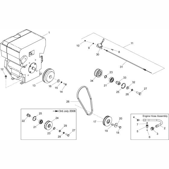 Engine Drive Kit Assembly for Altrad Belle RPC30 Reversible Plate (Hatz & Lombardini)