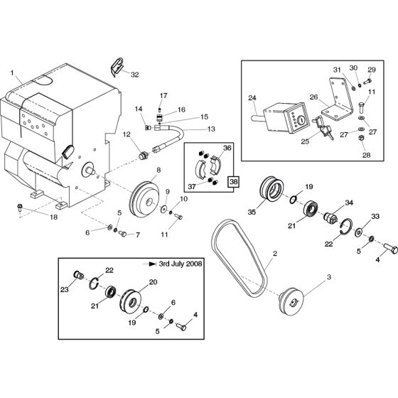 Engine & Drive Kit Assembly for Altrad Belle RPC45 Reversible Plate (Hatz)