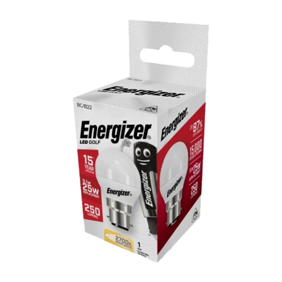 Energizer LED BC (B22) 3.1W 250 lm Candle Opal Golf Non-Dimmable Bulb (Warm White) - OEM No. S8834