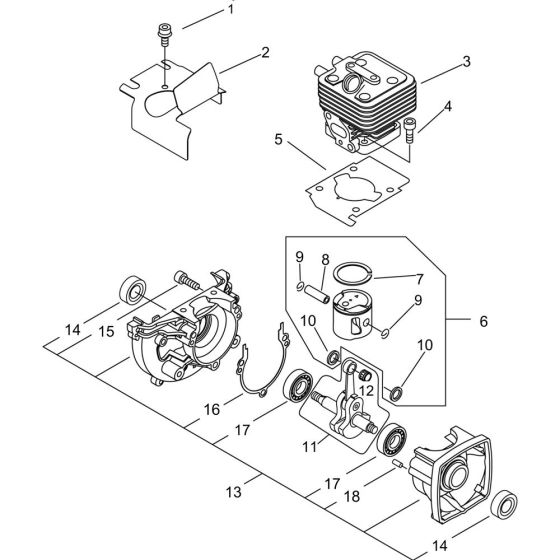 Cylinder, Crankcase, Piston for ECHO ES-255ES Handheld Blower