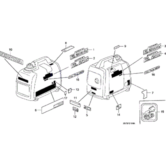 Label Decal Assembly for Honda EU20i Generator