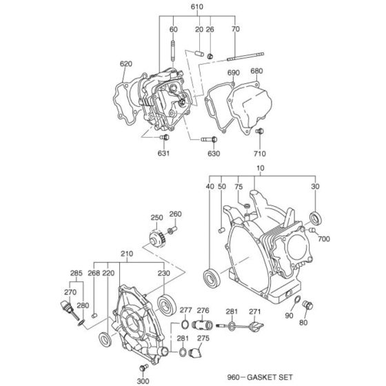 Crankcase Assembly for Robin / Subaru EX13 Engines