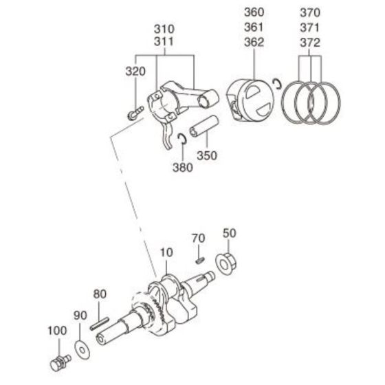 Crankshaft, Piston Assembly for Robin / Subaru EX13 Engines