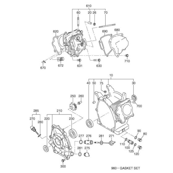 Crankcase Assembly for Robin / Subaru EX21 Engines