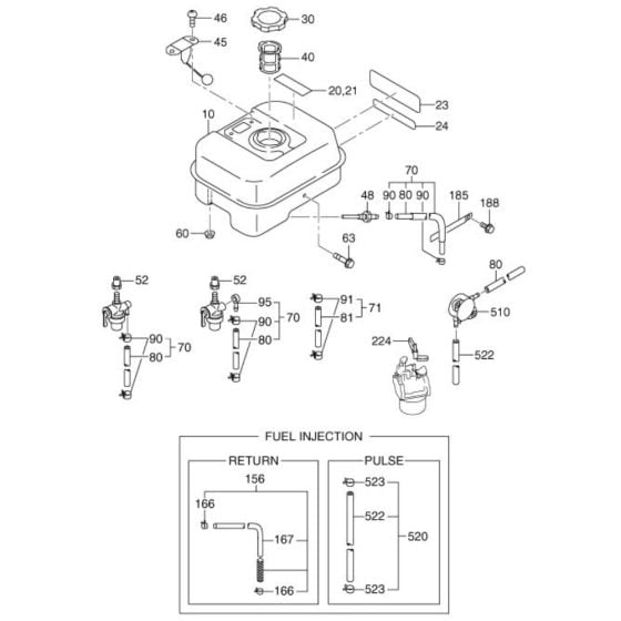 Fuel Lubricant Assembly for Robin / Subaru EX21 Engines