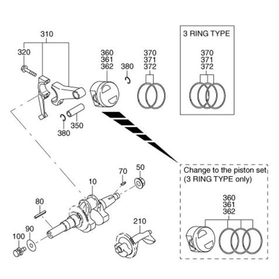 Crankshaft, Piston Assembly for Robin / Subaru EX35 Engines