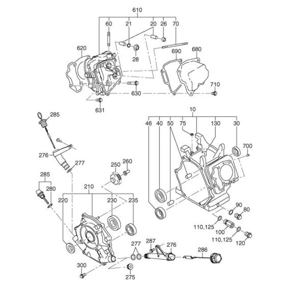 Crankcase Assembly for Robin / Subaru EX40 Engines