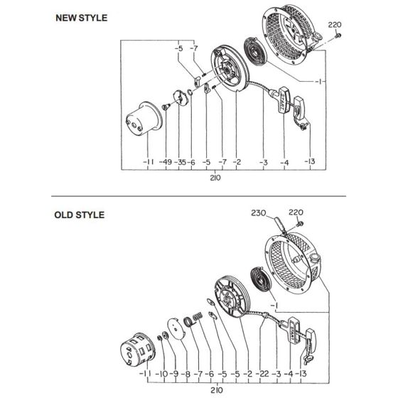 Cooling And Starting Group - Recoils for Robin / Subaru EY15 Engines