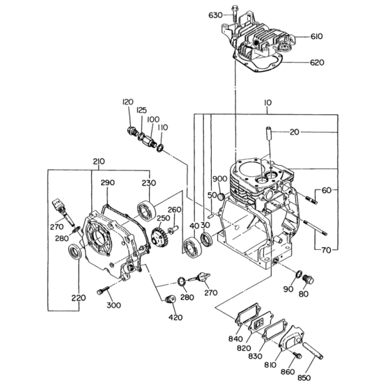 Crankcase Group for Robin / Subaru EY20 Engines