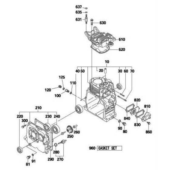 Crankcase Assembly for Robin / Subaru EY28 Engine