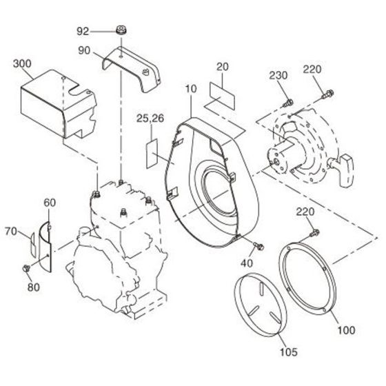 Cooling, Starting Assembly for Robin / Subaru EY40 Engine