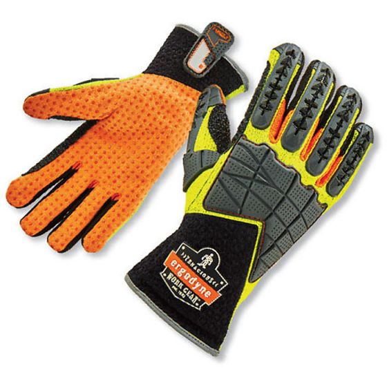 Ergodyne Impact Reducing Glove Hi-Vis AX Suede Non Slip Dot Palm TPR Armour