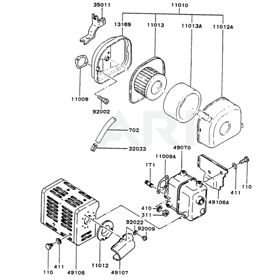 Air Filter / Muffler for Kawasaki FA130R Engine