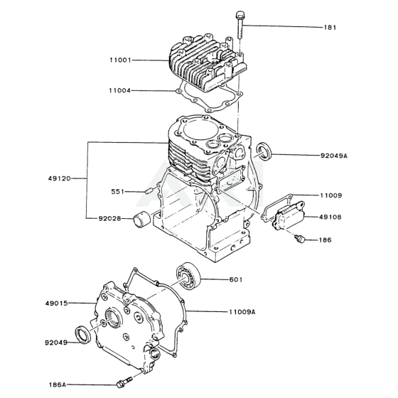 Cylinder / Crankcase for Kawasaki FA210D Engine