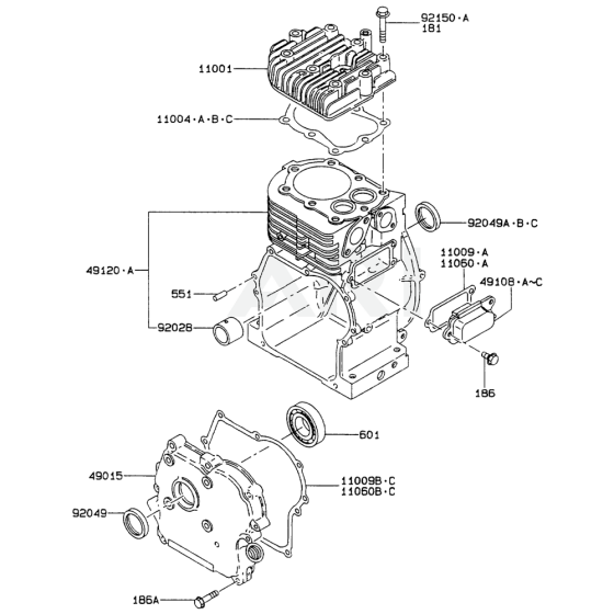 Cylinder / Crankcase for Kawasaki FA210R Engine