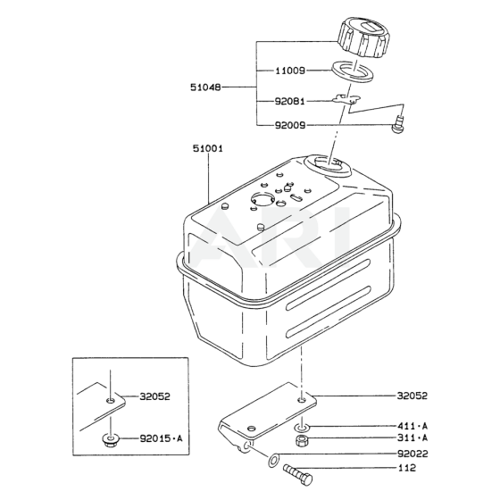 Fuel Tank / Fuel Valve for Kawasaki FA210R Engine