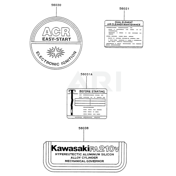 Label for Kawasaki FA210V Engine