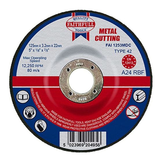 Cut Off Disc for Metal Depressed Centre 125 x 3.2 x 22mm by Faithfull