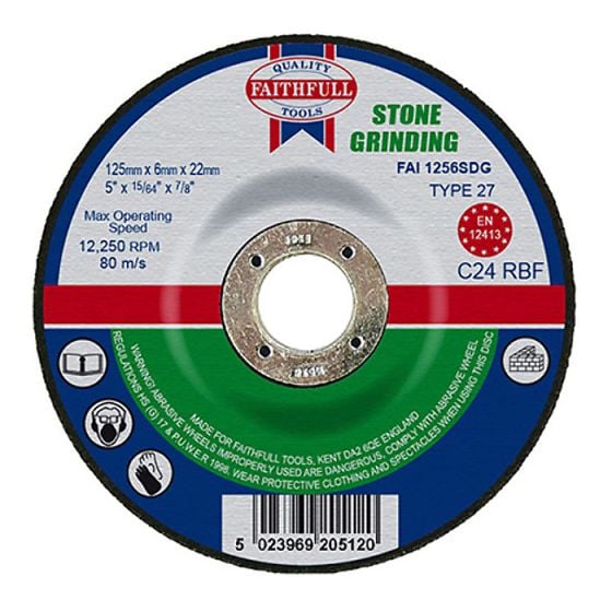 Grinding Disc for Stone Depressed Centre 125 x 6 x 22mm by Faithfull