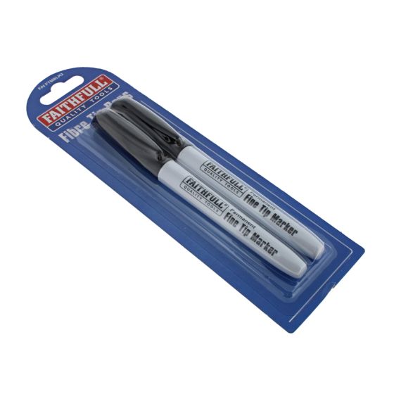 Pack of 2 Faithfull Fibre Tip Marker Pens Black - OEM No. FAIFTMBLK2