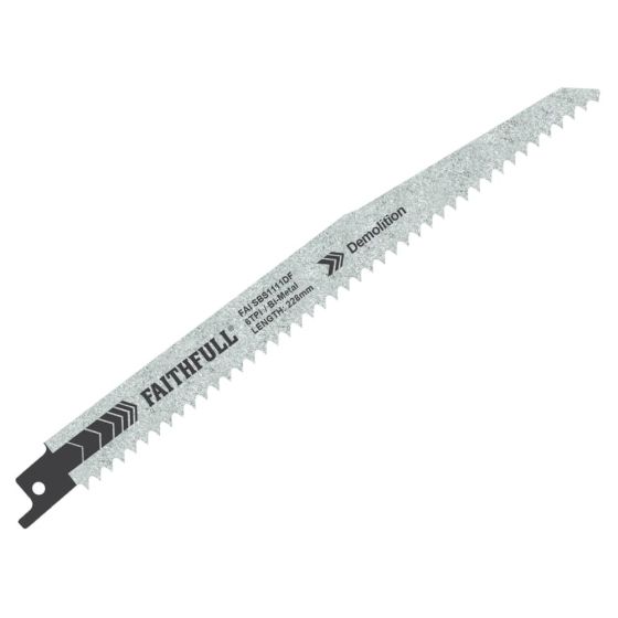 Pack of 5 Faithfull S1111DF Bi-Metal Sabre Saw Blade Demolition 6 TPI