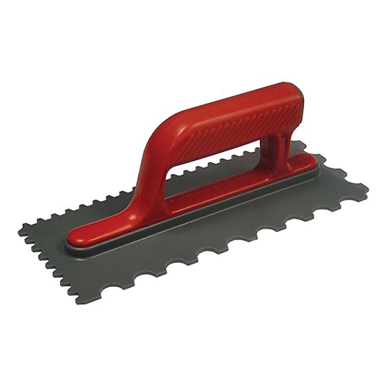 Notched Trowel V 4mm & Round 7mm Plastic Handle 11 x 4.1/2in by Faithfull