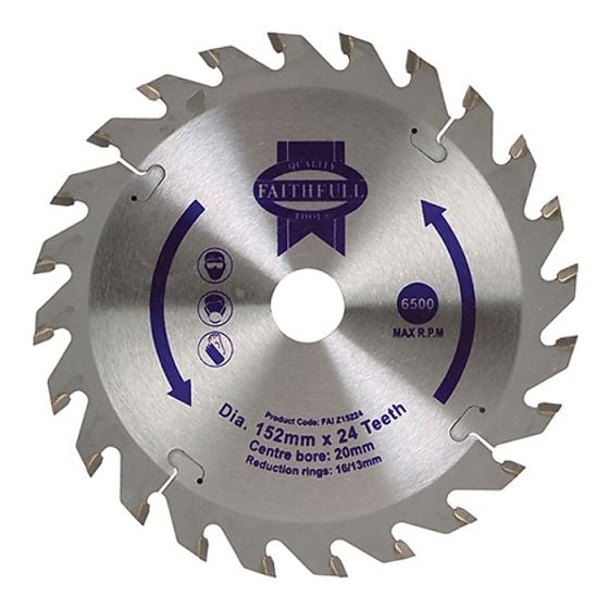 Circular Saw Blade 152 x 20mm x 24T Fast Rip by Faithfull - FAIZ15224