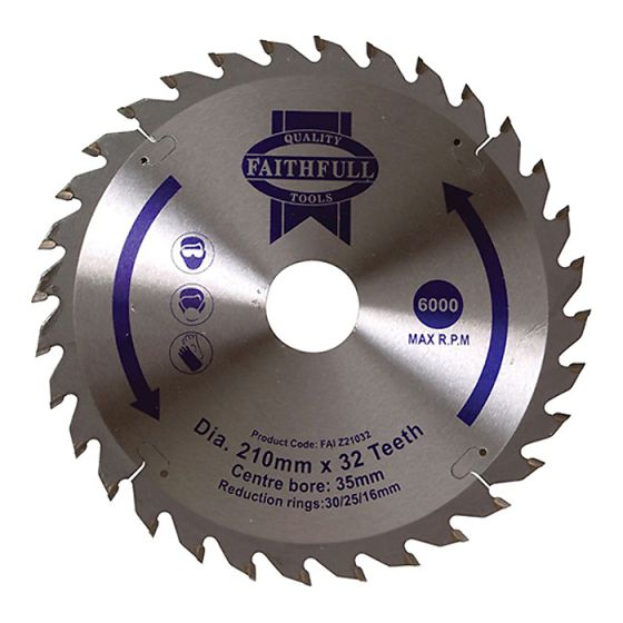 Circular Saw Blade 210 x 16/25/30/35 x 32T Fine Finish by Faithfull - FAIZ21032