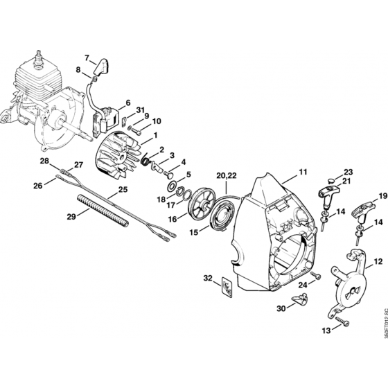 Ignition System, Rewind Starter Assembly for Stihl FC 44 Lawn Edger