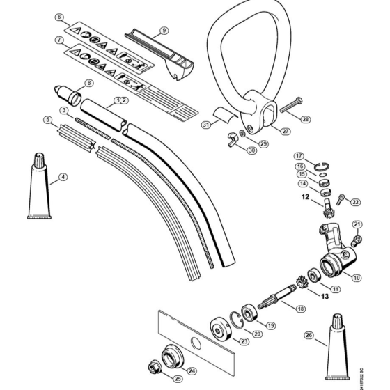 Drive Tube, Loop Hanlde, Gear Head Assembly for Stihl FC 55 DZ Lawn Edger