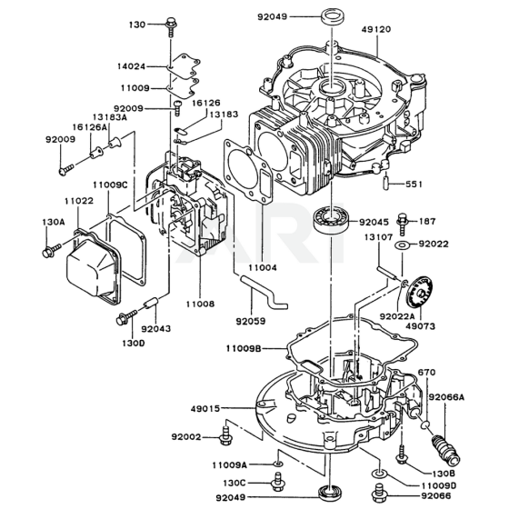 Cylinder / Crankcase for Kawasaki FC150V Engine