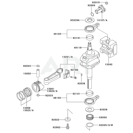 Piston / Crankshaft for Kawasaki FC400V Engine