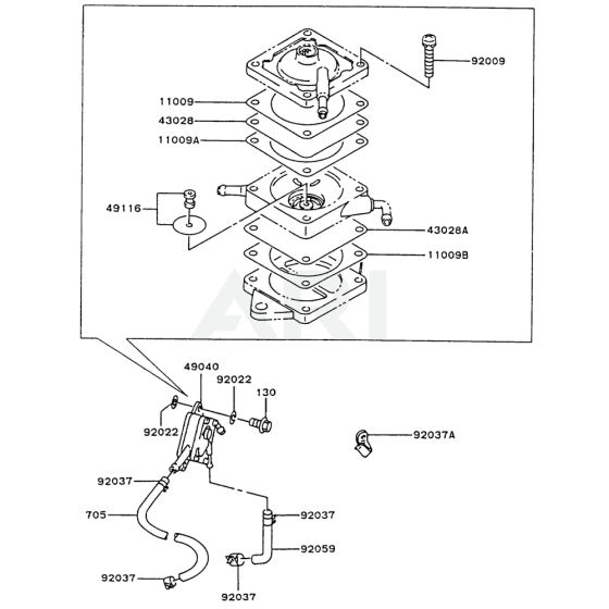 Fuel Tank / Fuel Valve for Kawasaki FC420V Engine