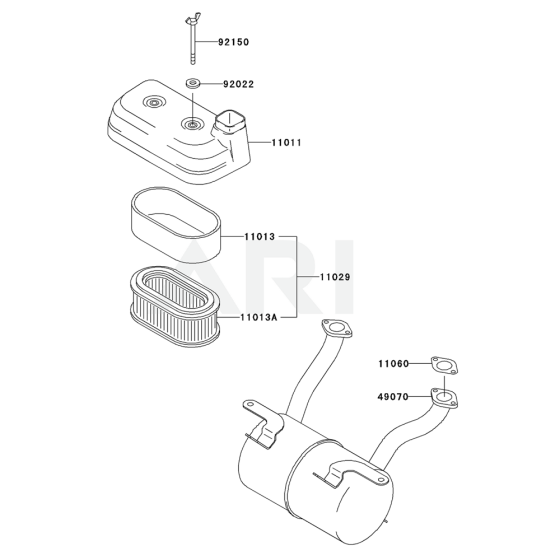 Air Filter / Muffler for Kawasaki FD440V Engine