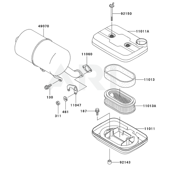 Air Filter / Muffler for Kawasaki FD501D Engine