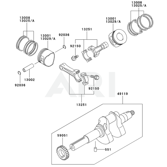 Piston / Crankshaft for Kawasaki FD501D Engine