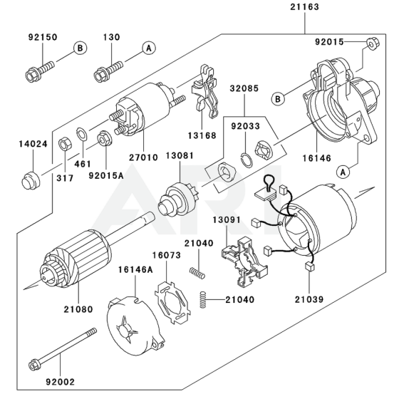 Starter for Kawasaki FD501D Engine