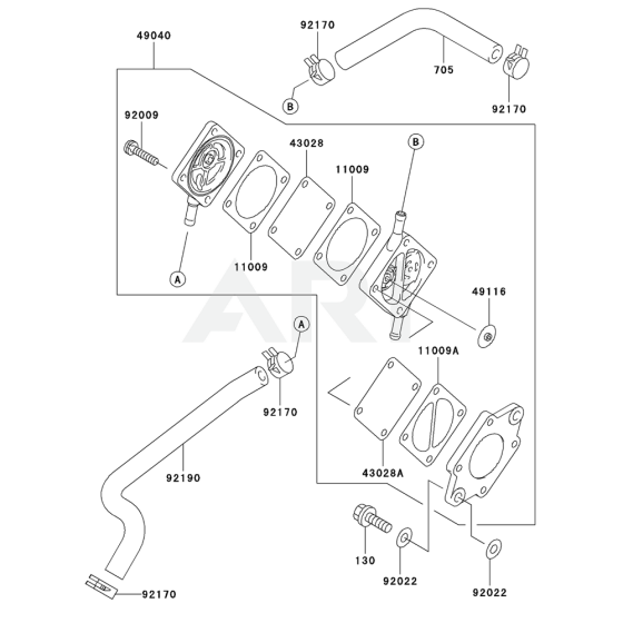 Fuel Tank / Fuel Valve for Kawasaki FD501D Engine